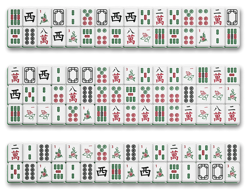 Forhåndsvisning af layoutet Tre rækker i Mahjong Connect Gravity.