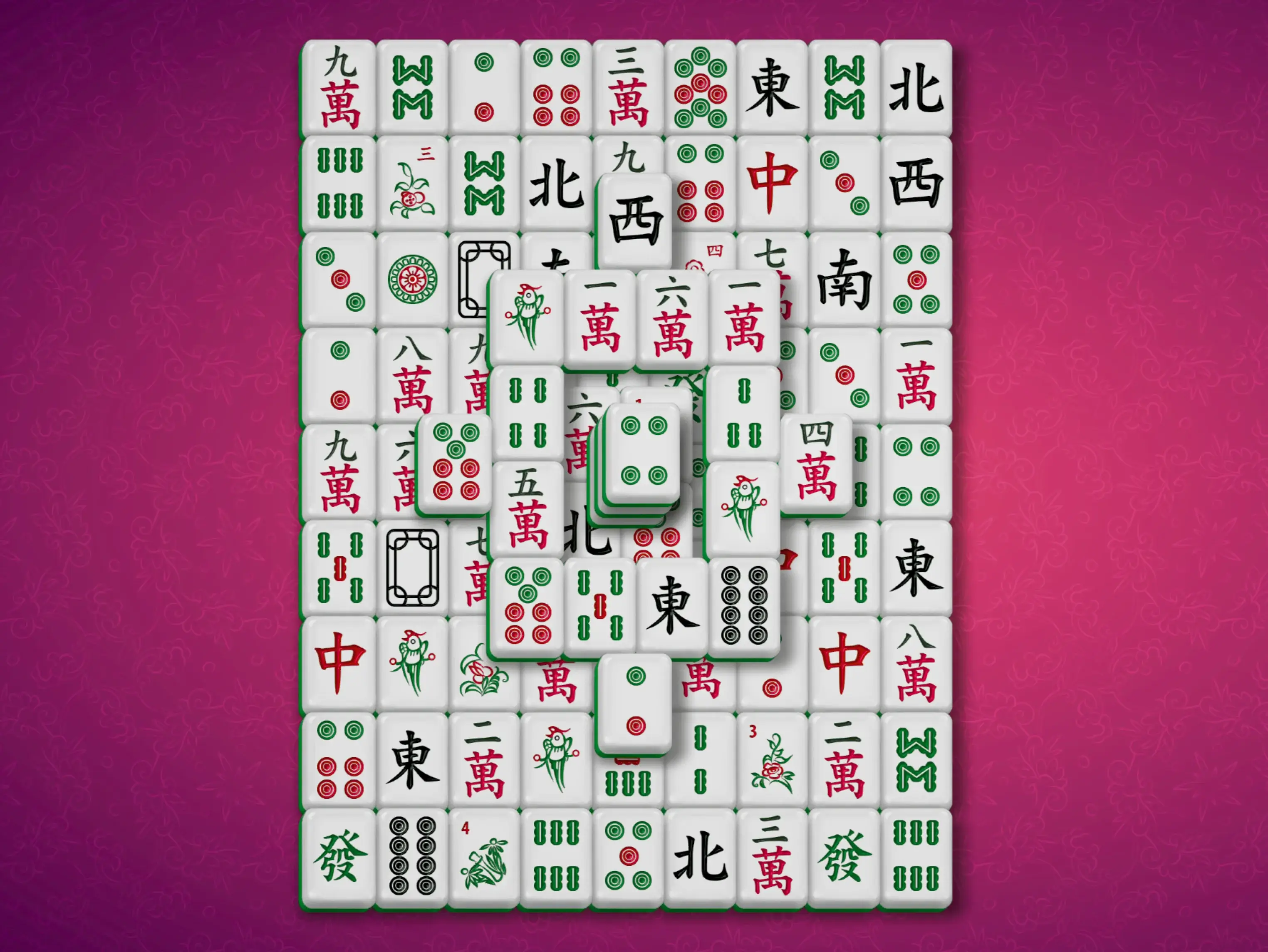 Gameplay des kostenlosen Online-Spiels Mahjong Abstraktes Gebäude