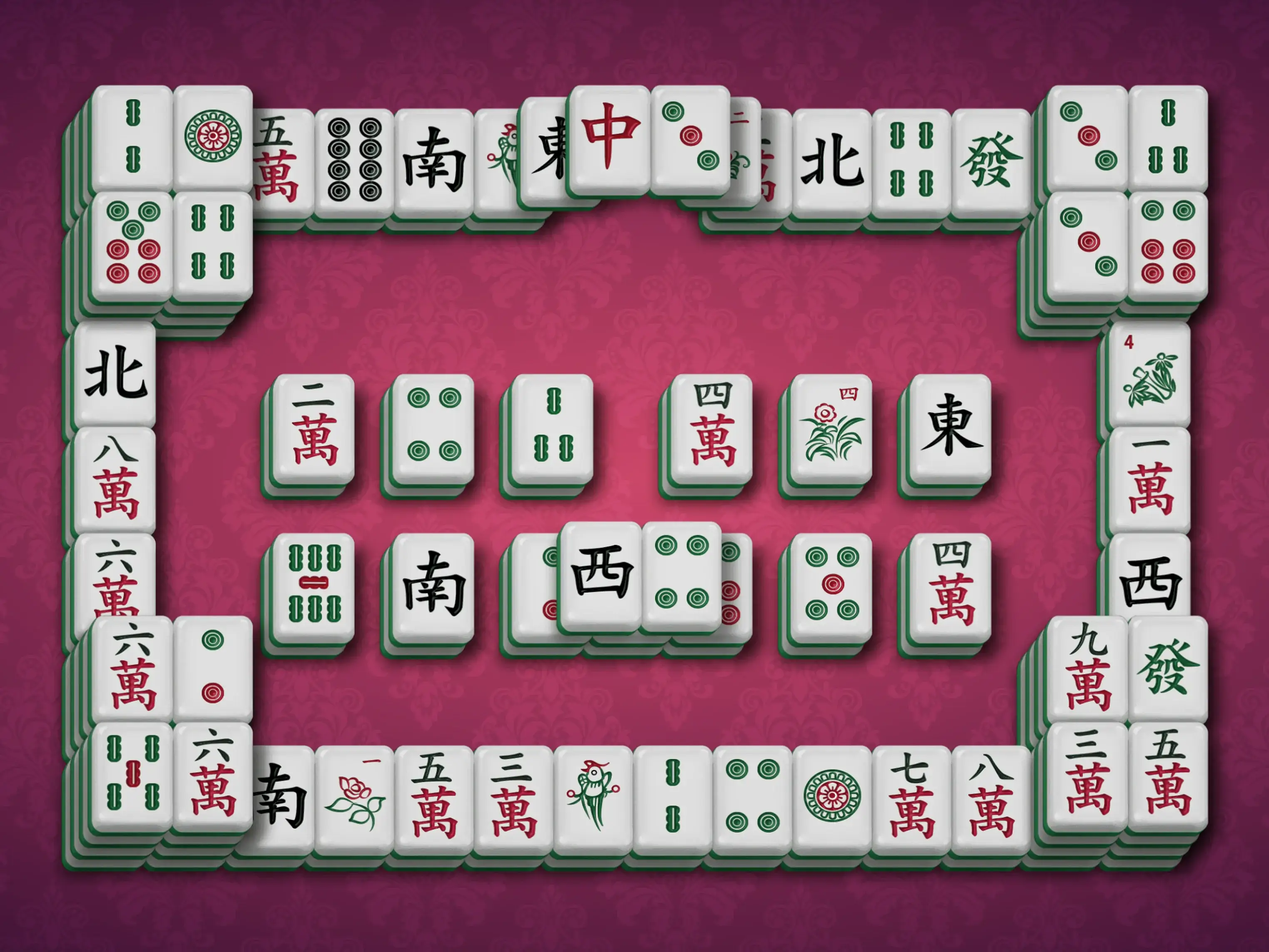 L’image montre la disposition du mahjong Fort romain, combinant des éléments de jeu classiques avec une structure originale.