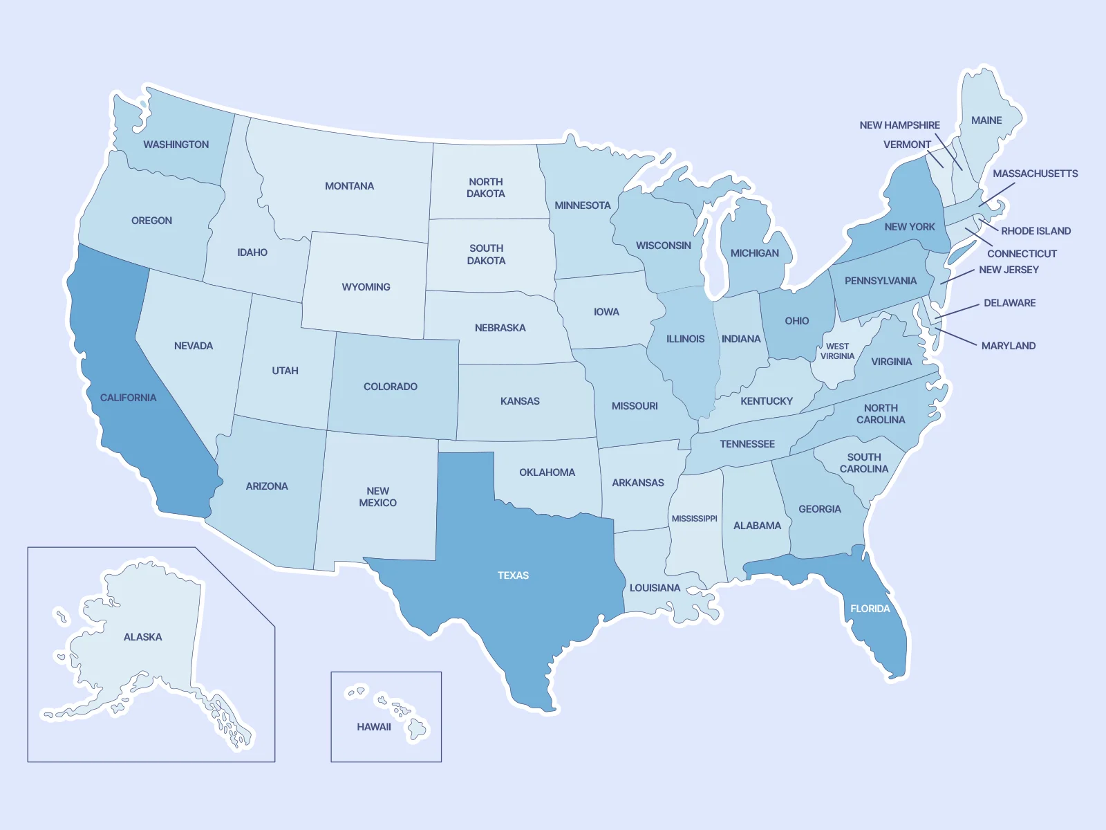 Map of us states by user